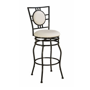 Metal Adjustable Stool with Swivel Seat and Backrest, Black and Cream