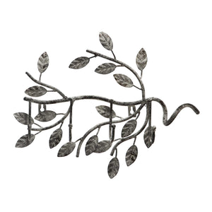 Branch Shaped Wall Hook with Leaves Accent, Gray