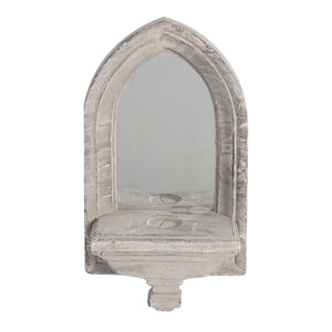 Cement Protected Decorative Wall Mirror, Washed White