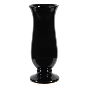 Decorative Vase with Flared Opening and Pedestal Base, Black