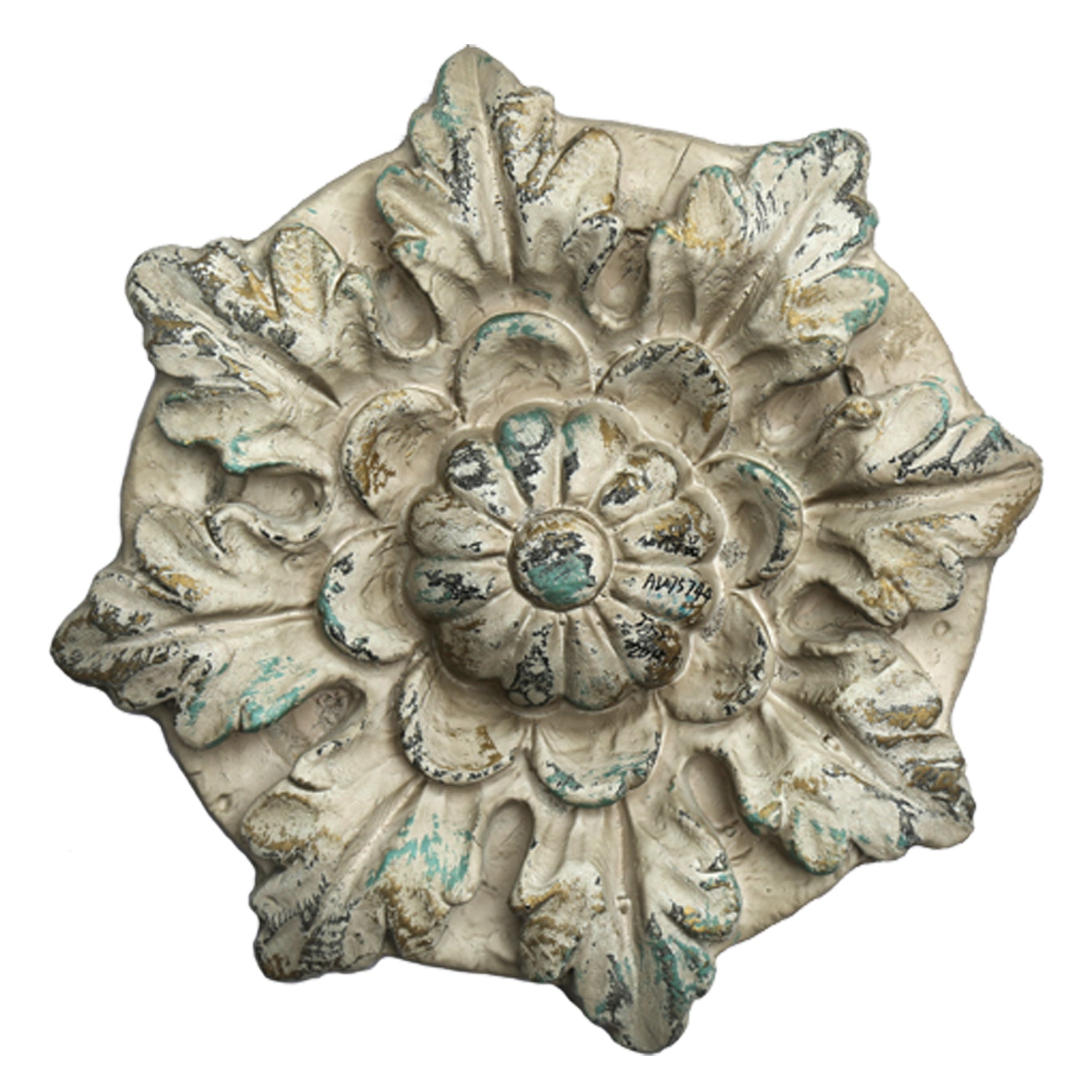 Distressed Floral Design Magnesia Wall Decor with Hanging Hook, White