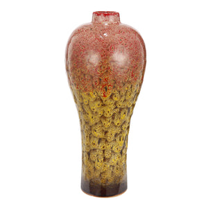 Distressed Urn Shape Decorative Vase with Dripping Design, Multicolor