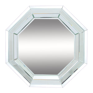 Octagonal Shaped Wall Mirror with Wooden Backing, Clear