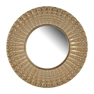 Polyresin Round Wall Mirror with Ornamental Embellishments, Gold