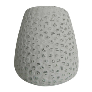 Quaint Style Tumbler Vase with Leaf Motif, Small, White and Gray