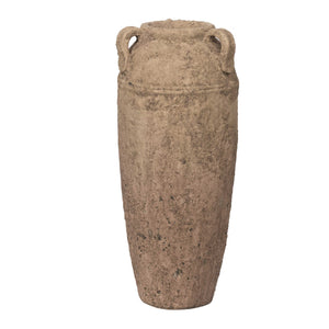 Terracotta Textured Decorative Urn with Tapered Bottom, Large, Brown