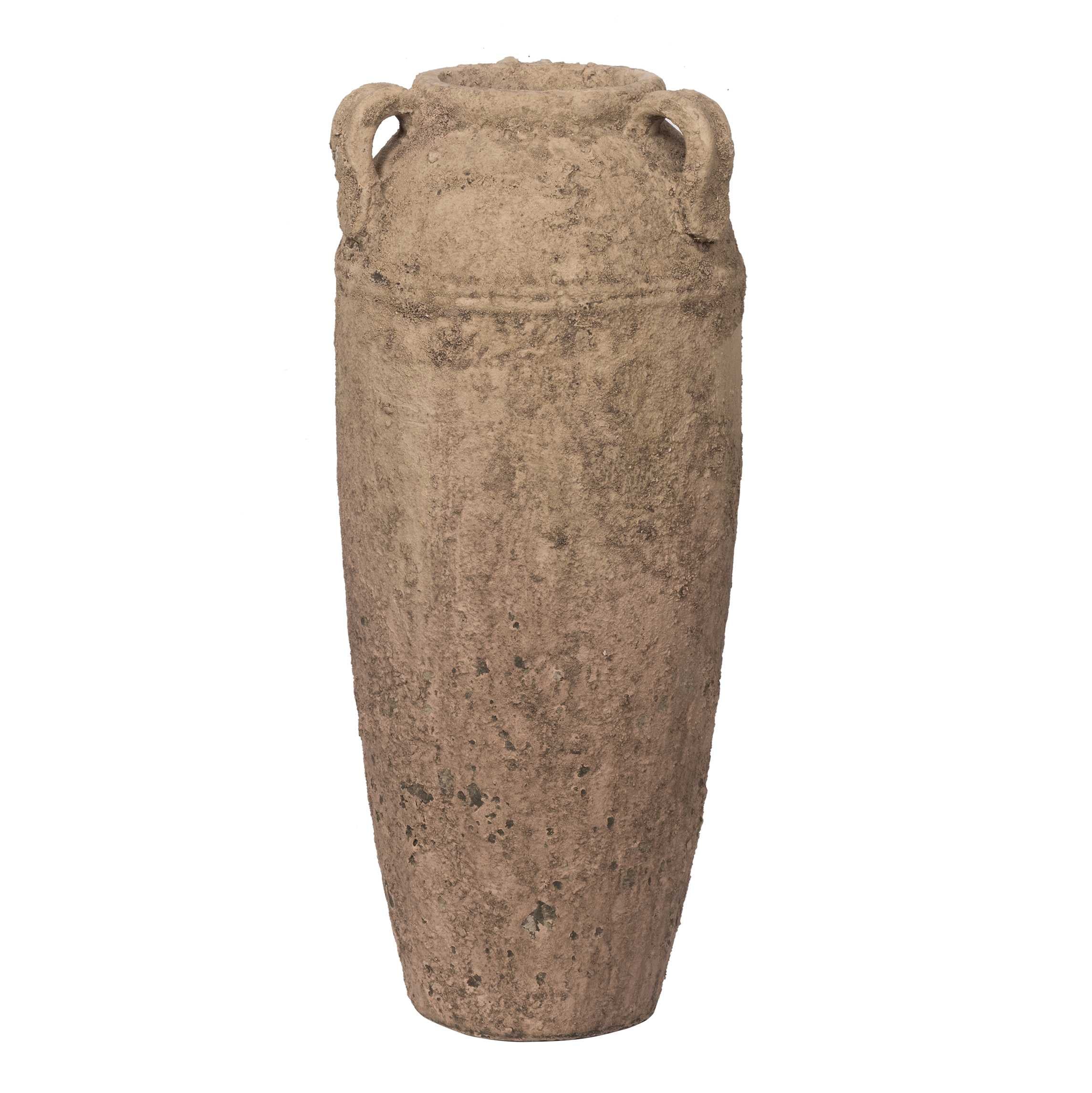 Terracotta Textured Decorative Urn with Tapered Bottom, Medium, Brown