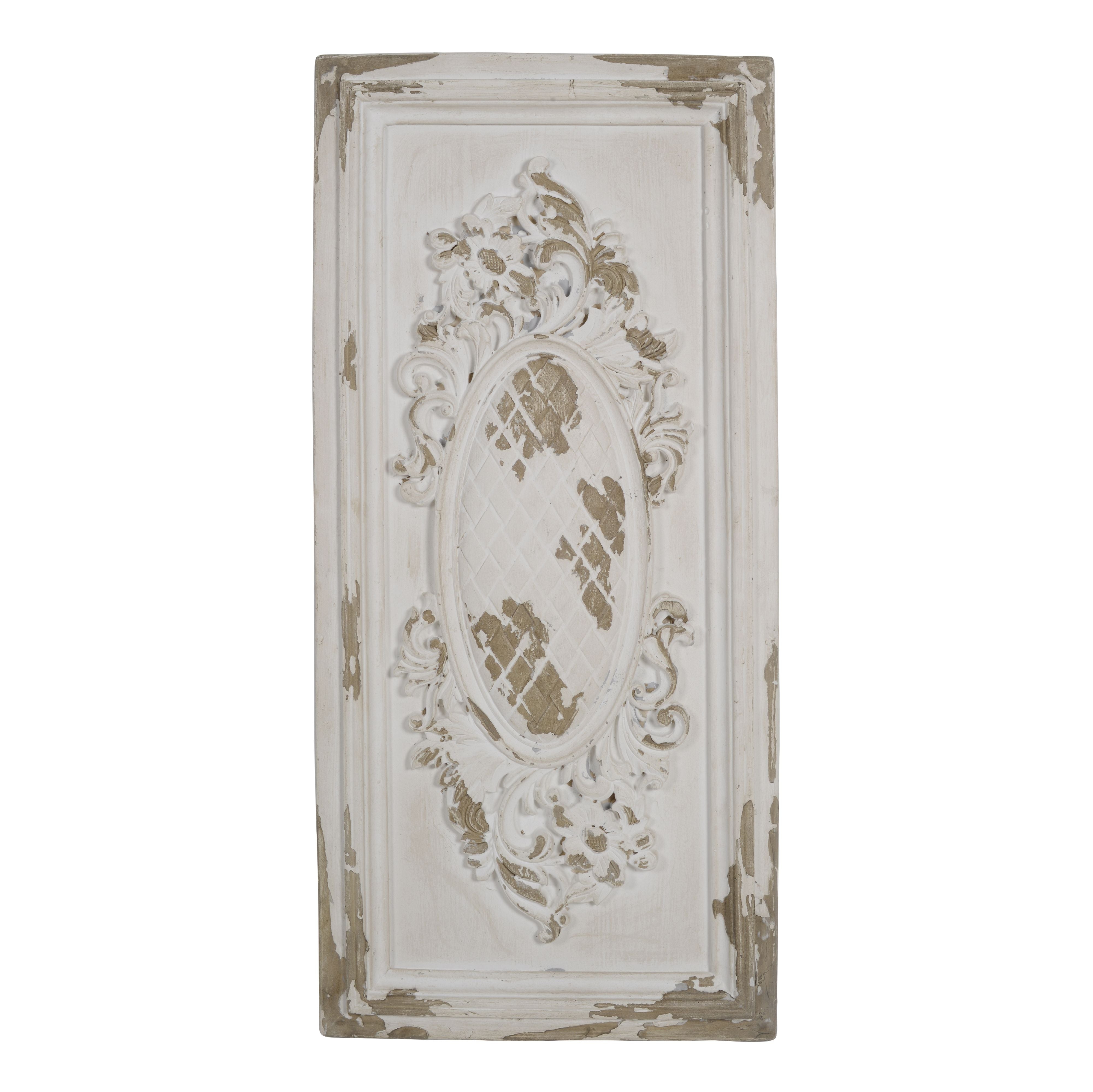 Traditional Style Decorative Wall Panel, White and Brown