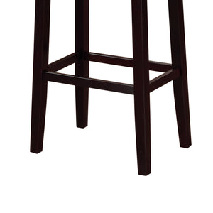 Wooden Bar Stool with Faux Leather Upholstery, Red and Brown