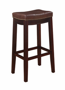 Wooden Bar Stool with Faux Leather Upholstery, Brown