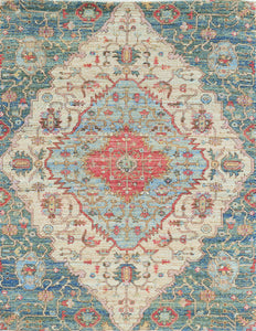 5' x 7' Jute Blue/Red Area Rug