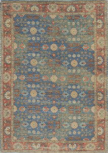 5' x 7' Jute Blue/Red Area Rug