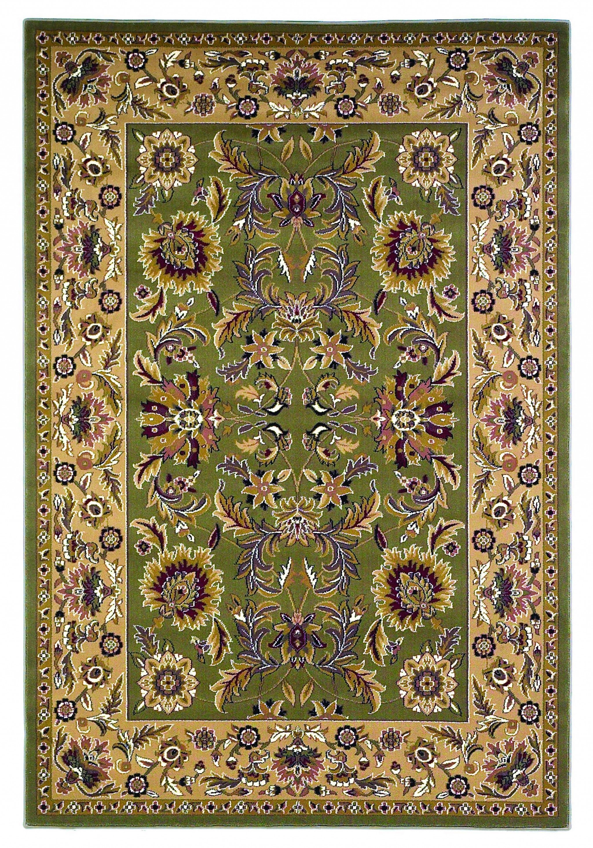 5'3" x 7'7" Polypropylene Green/Taupe Area Rug