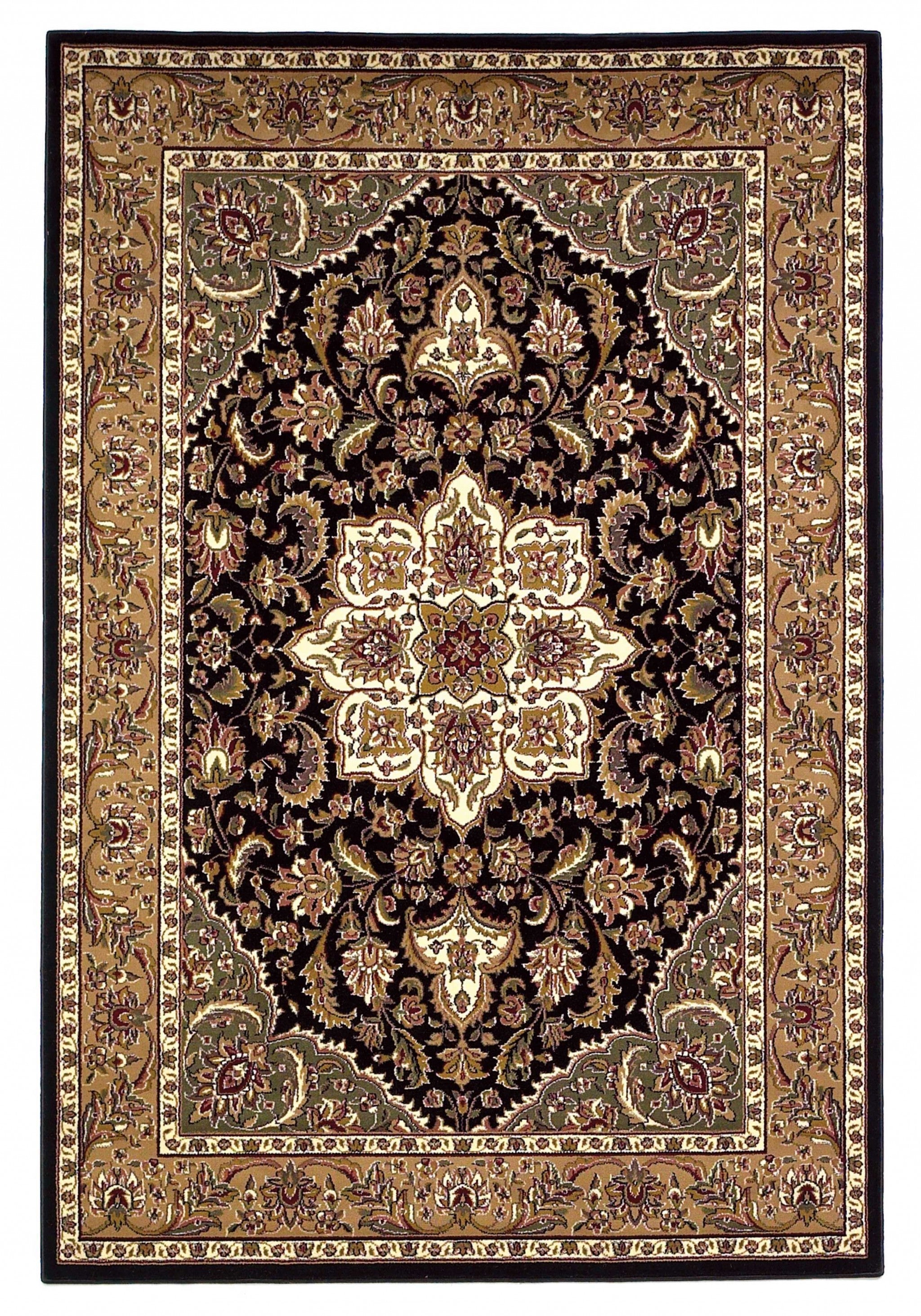 5'3" x 7'7" Polypropylene Black/Beige Area Rug