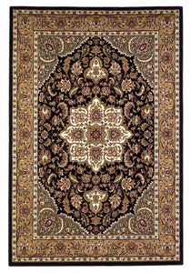 5'3" x 7'7" Polypropylene Black/Beige Area Rug