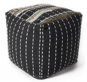 18" x 18" Wool Black Pouf