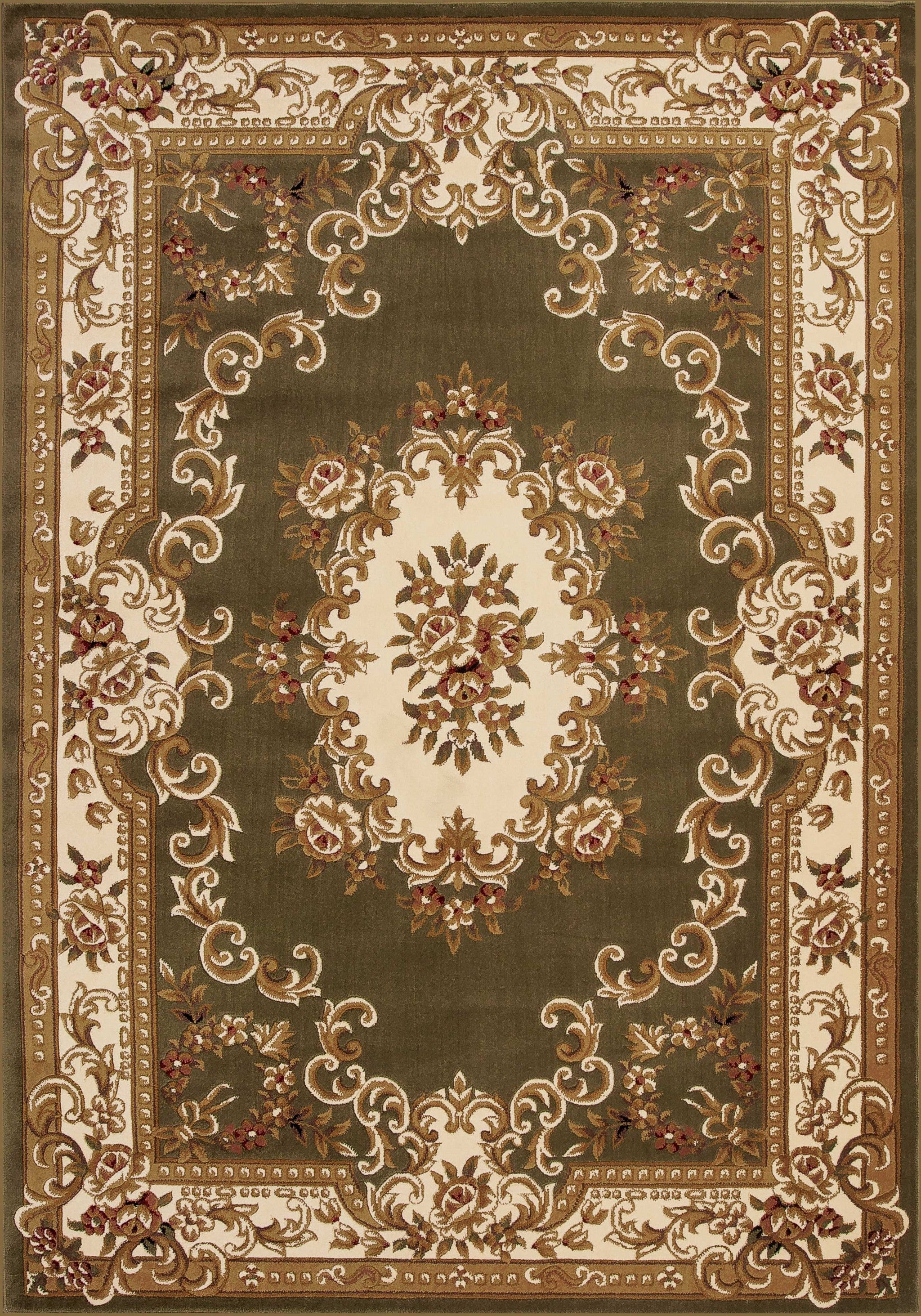 5'3" x 7'7" Polypropylene Green/Ivory Area Rug