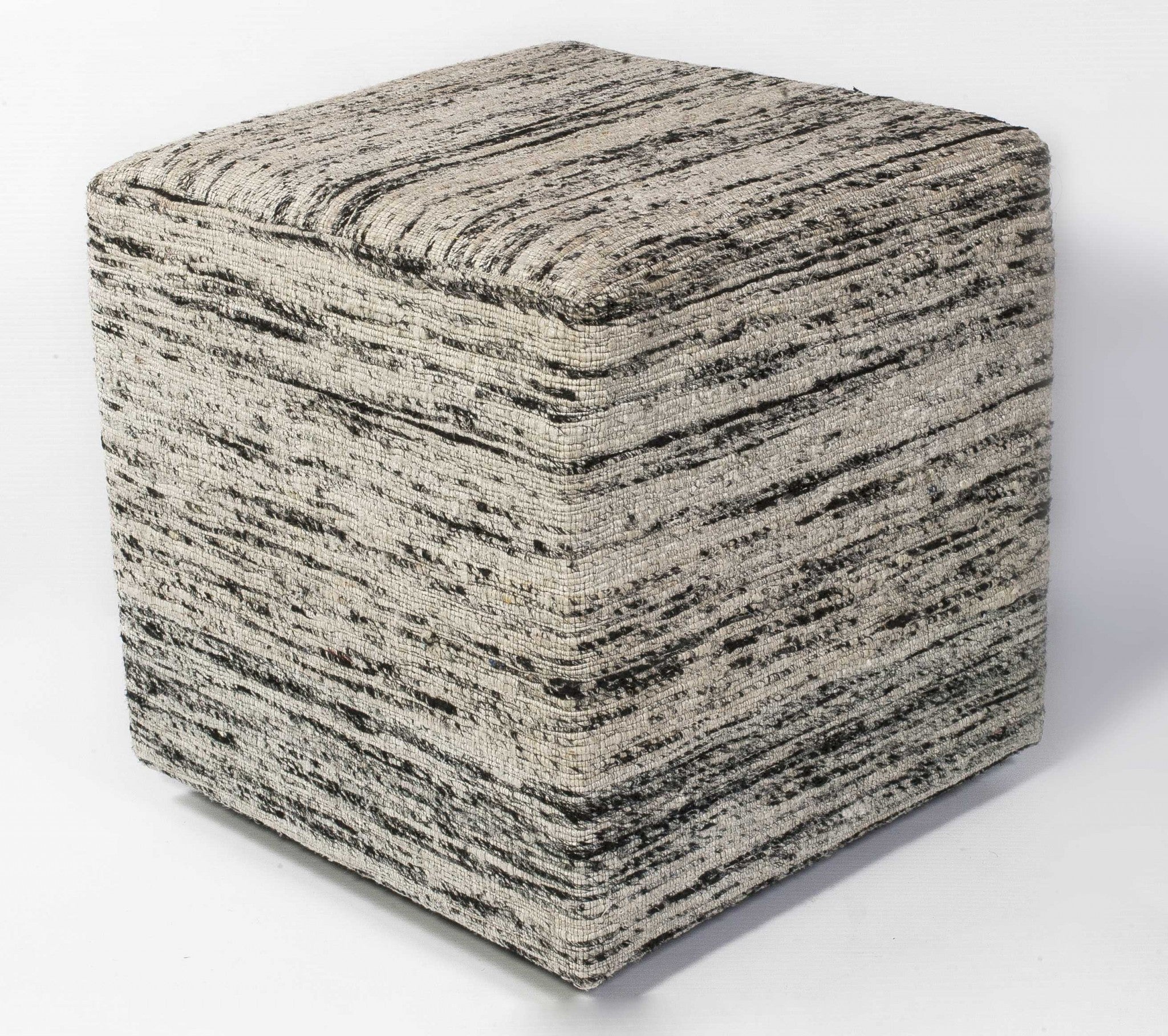 18" x 18" x 18" Viscose Black & White Pouf