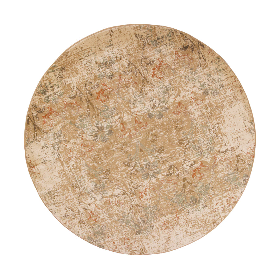 7'7" Round Polypropylene Champagne Area Rug