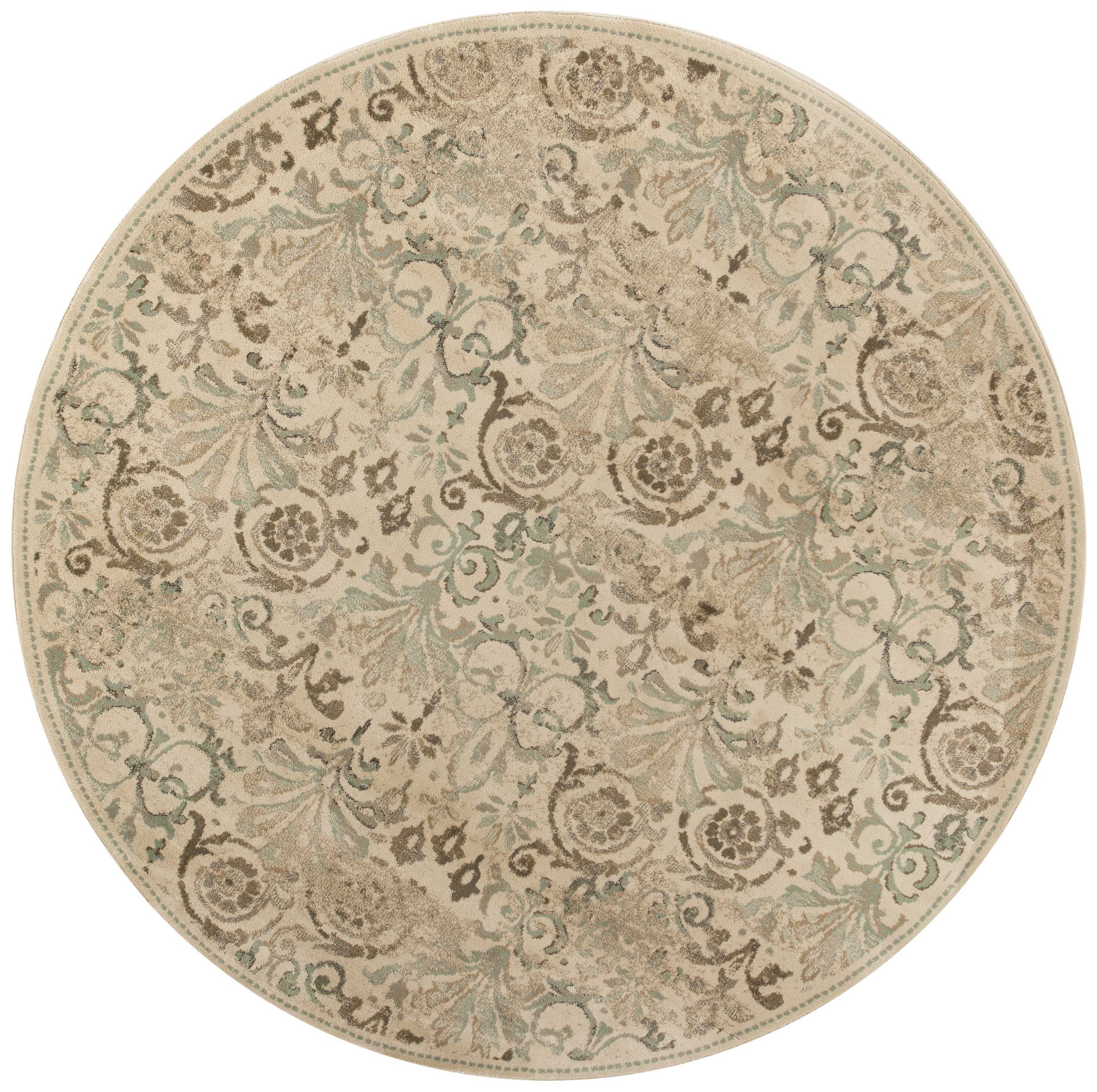 7'7" Round Polypropylene Ivory Area Rug