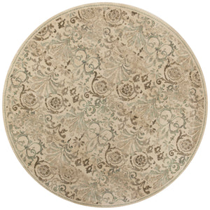 7'7" Round Polypropylene Ivory Area Rug