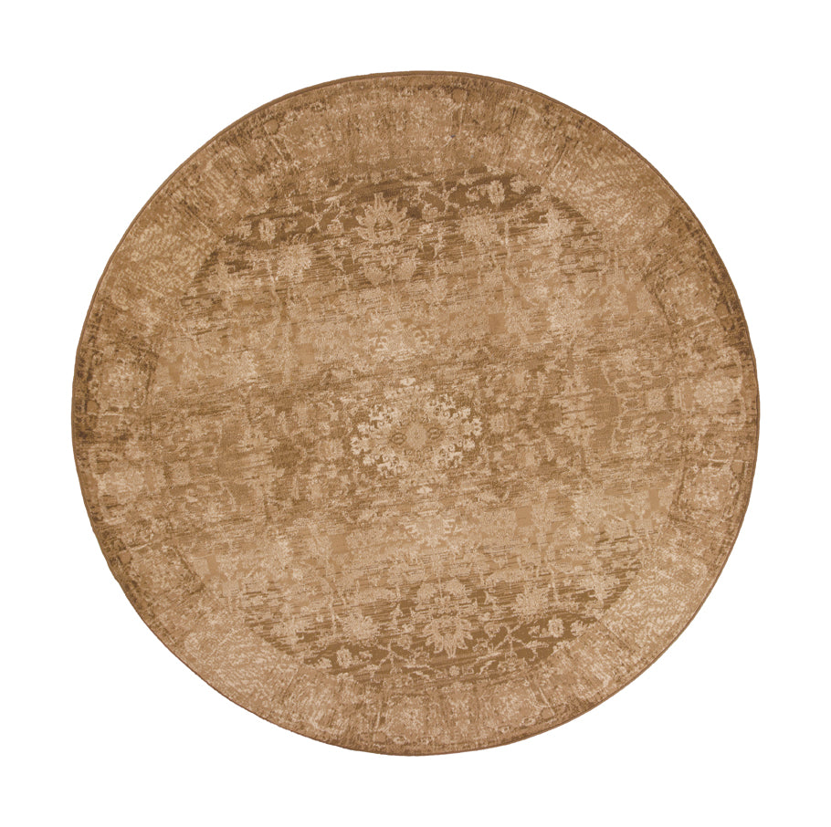 7'7" Round Polypropylene Beige Area Rug