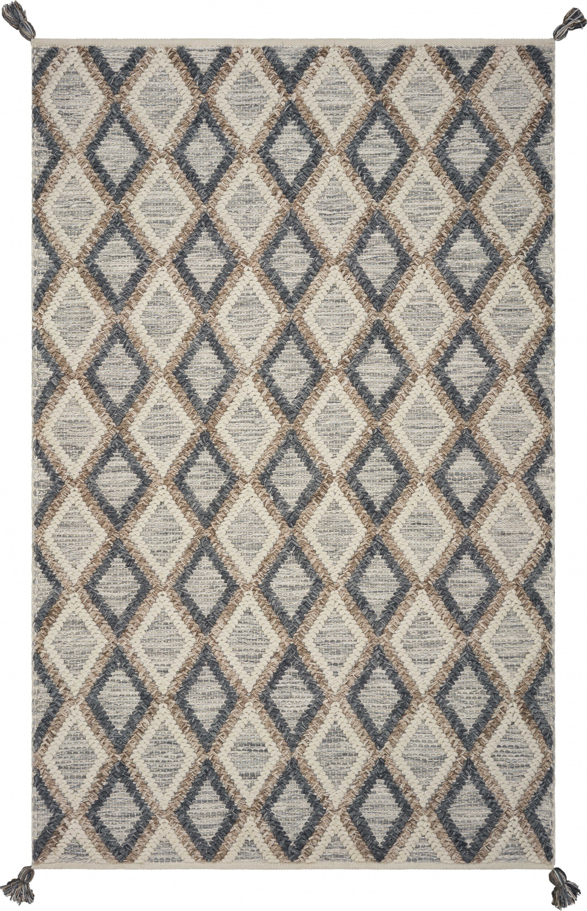 3'3" x 5'3" Polyester Slate/Beige Area Rug