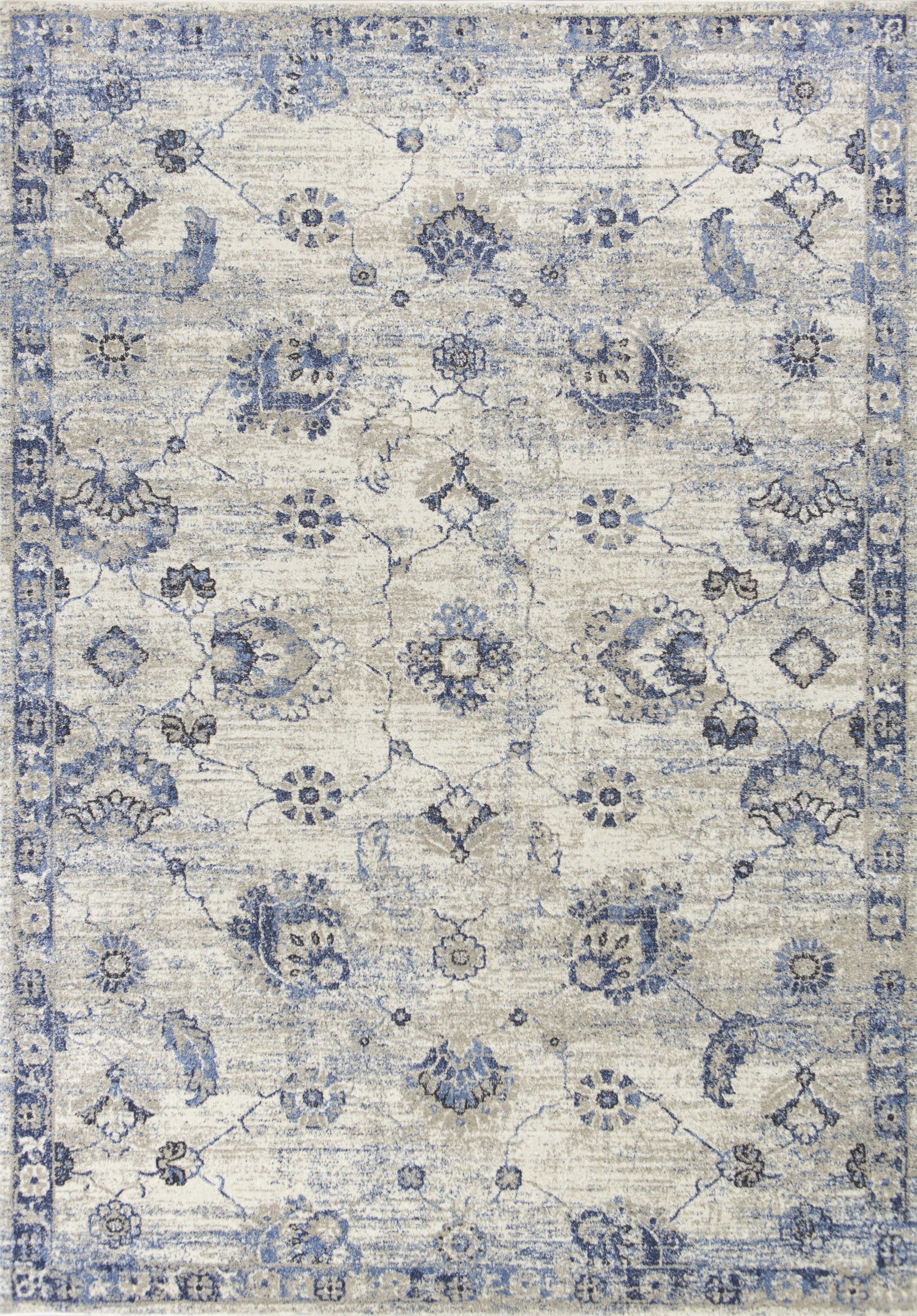 5'3" x 7'7" Polypropylene Grey/Blue Area Rug