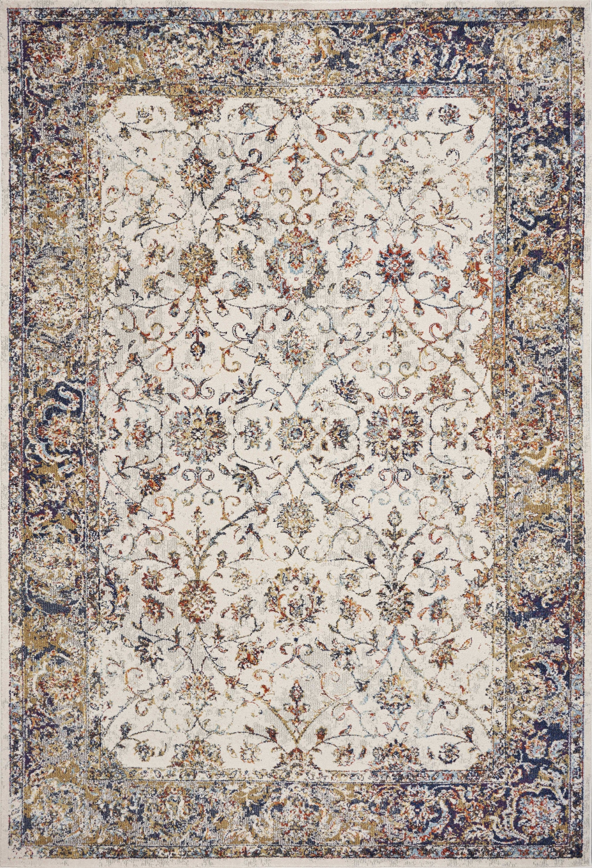 5'3"X 7'7" Polypropylene Ivory/Navy Area Rug