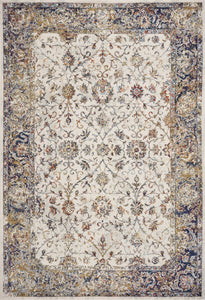 5'3"X 7'7" Polypropylene Ivory/Navy Area Rug