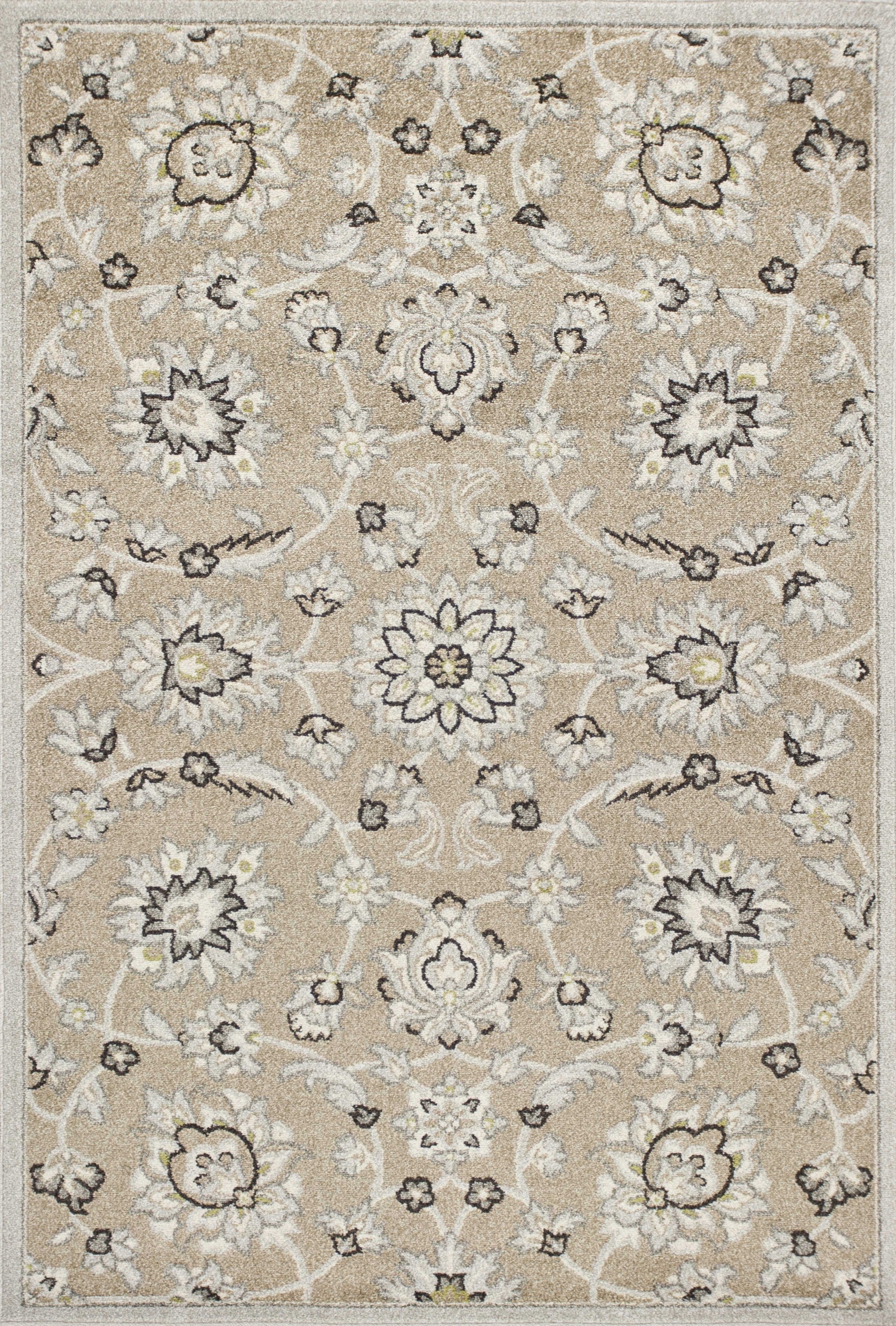 6'7" x 9'6" UV-treated Polypropylene Beige/Grey Area Rug