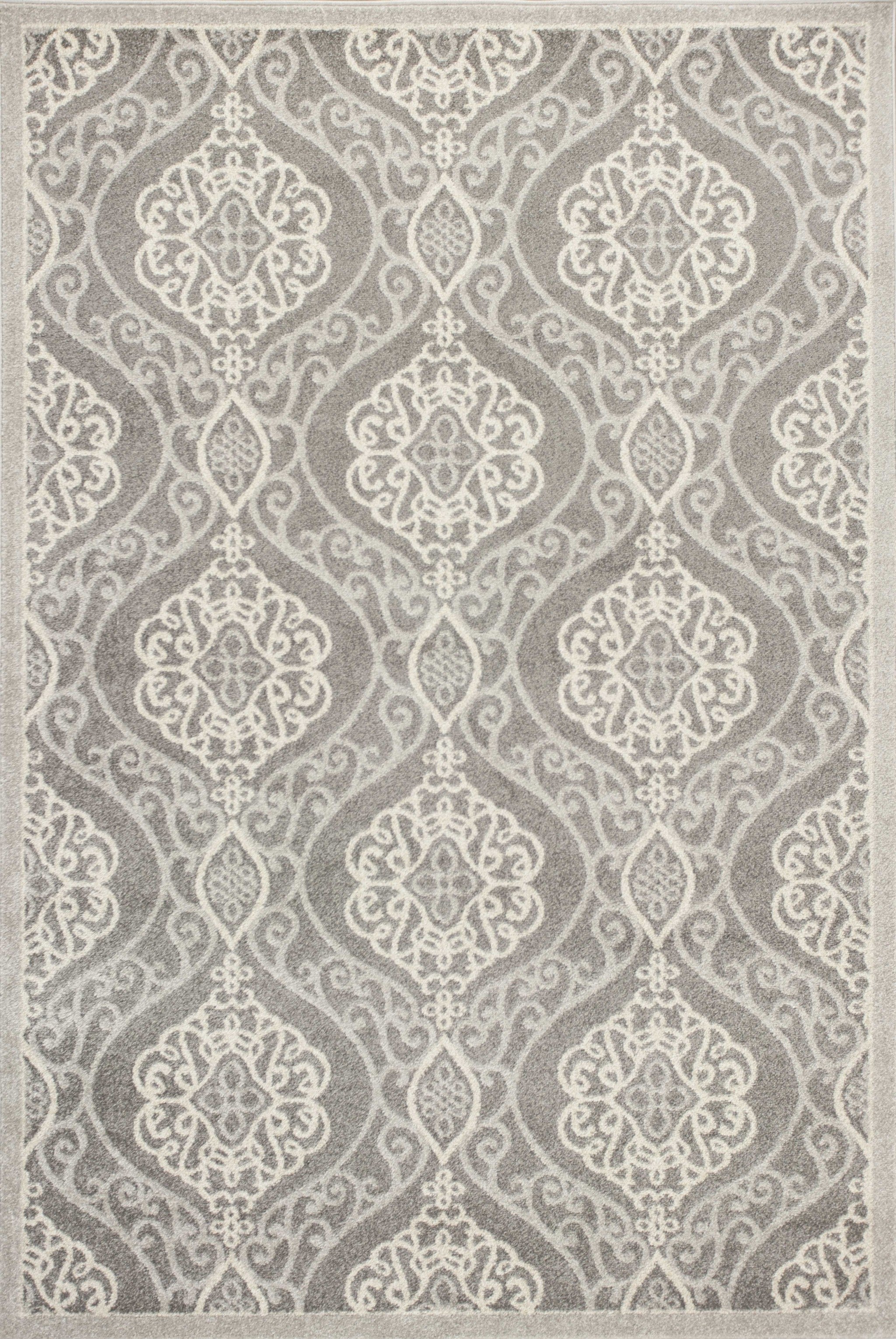 6'7" x 9'6" UV-treated Polypropylene Silver Area Rug