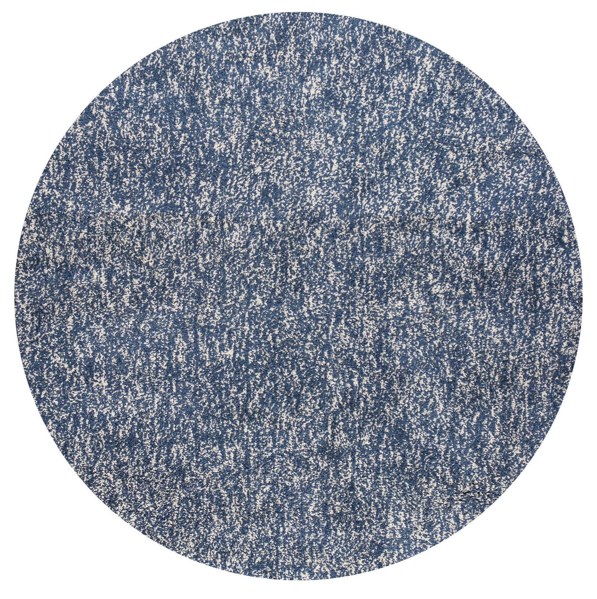 6' Round Polyester Indigo/Ivory Heather Area Rug