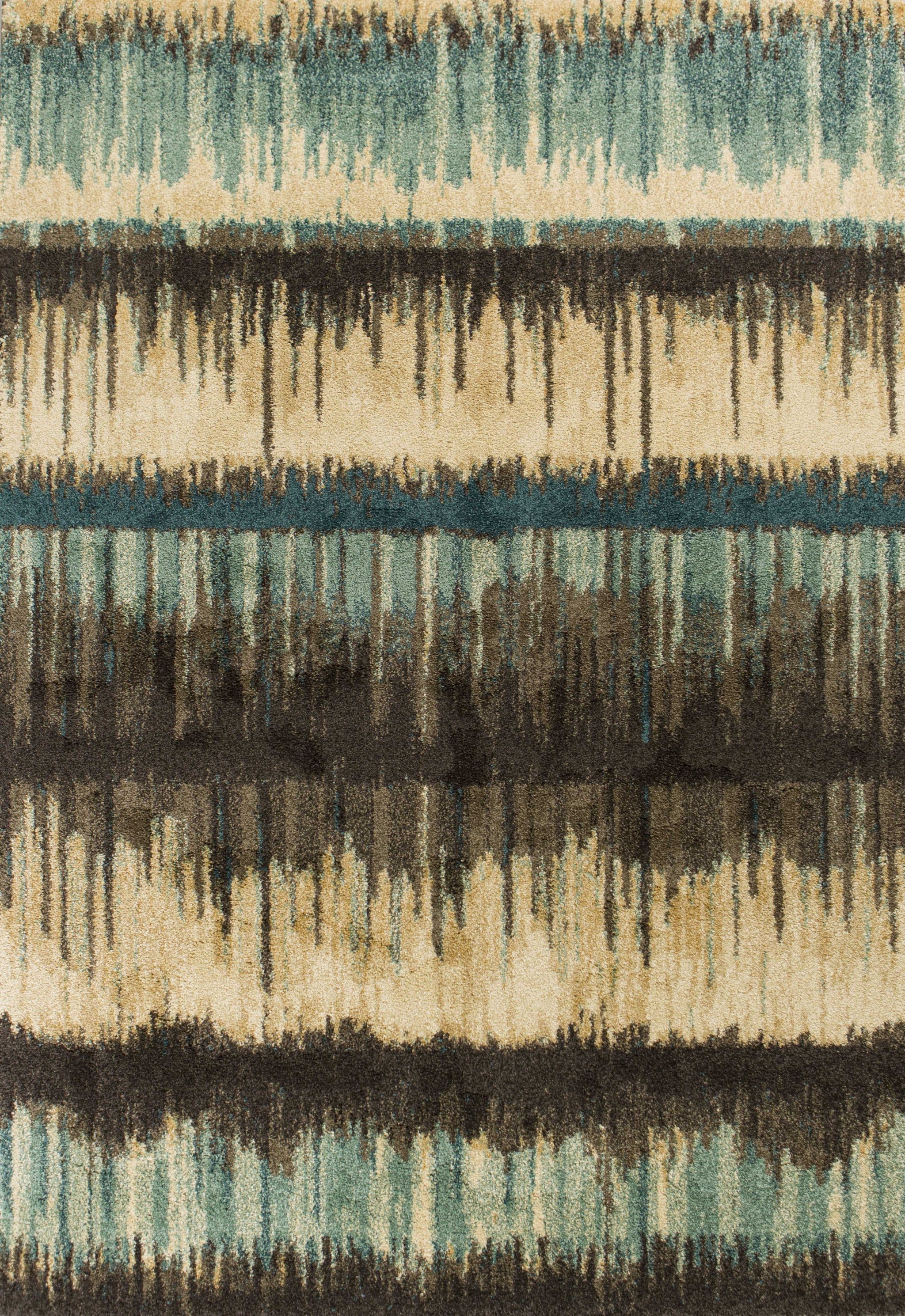 5'3" x 7'7" Polypropylene Sand/Teal Area Rug