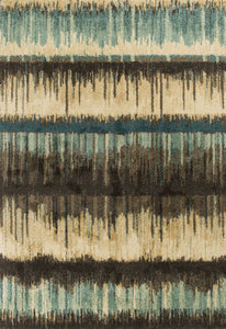 5'3" x 7'7" Polypropylene Sand/Teal Area Rug