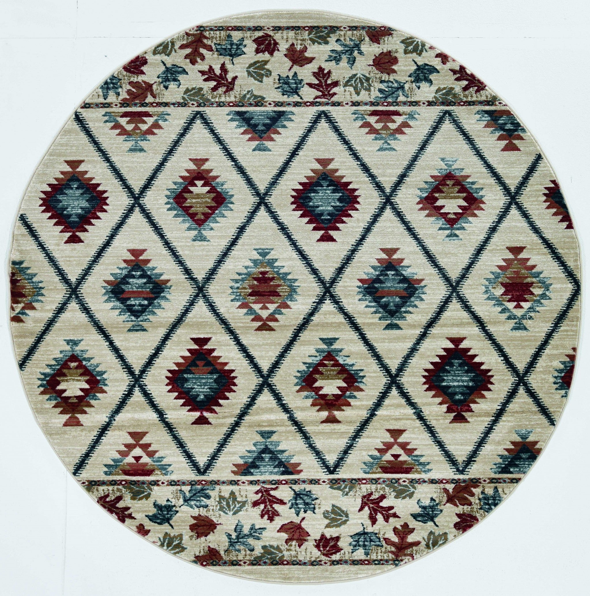 7'10" Round Polypropylene Ivory Area Rug