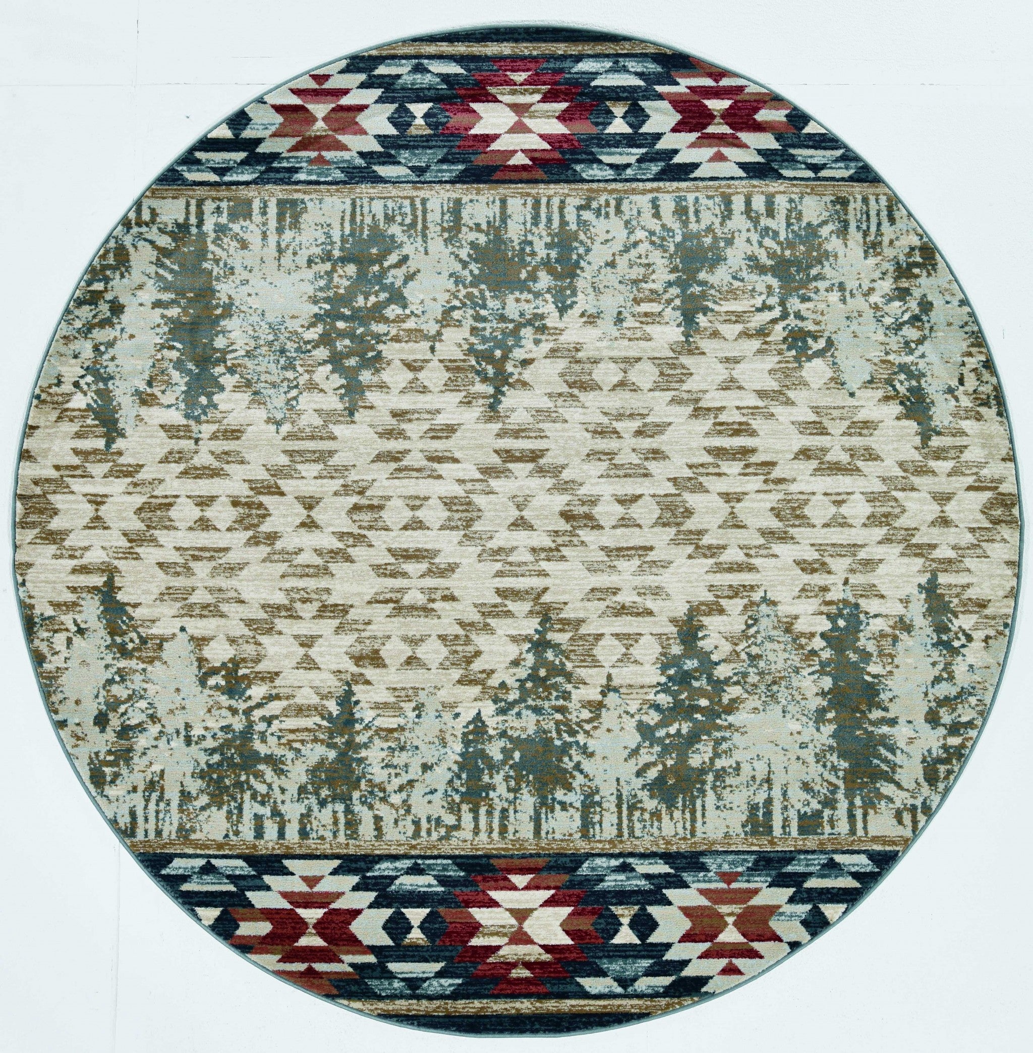 7'10" Round Polypropylene Ivory Area Rug