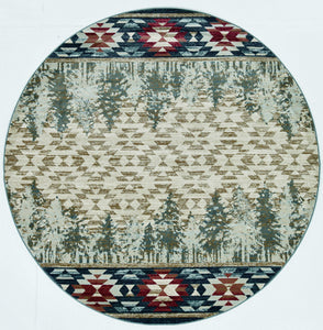 7'10" Round Polypropylene Ivory Area Rug