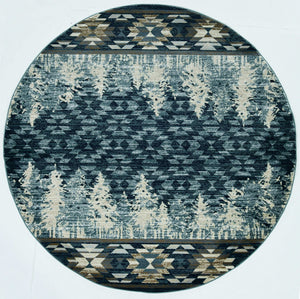 7'10" Round Polypropylene Slate Blue Area Rug