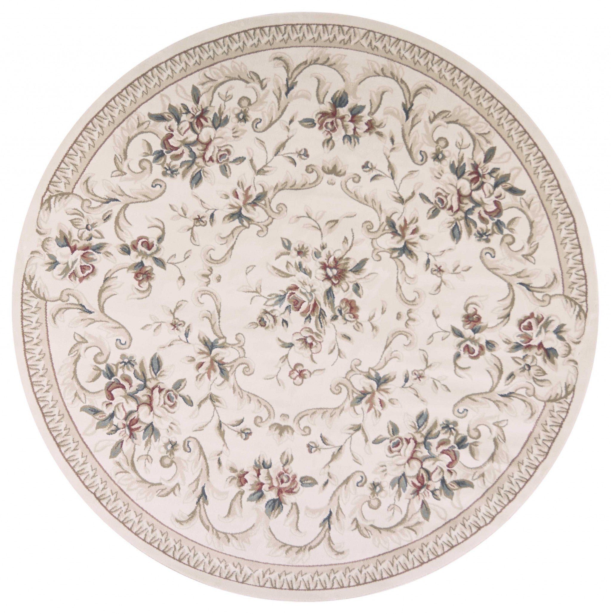 7'10" Round Polypropylene Ivory Area Rug