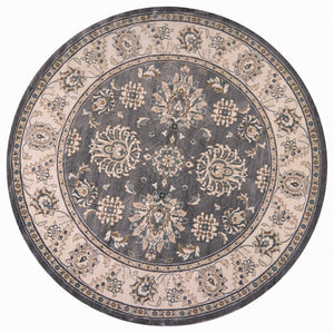 7'10" Round Polypropylene Grey/Ivory Area Rug