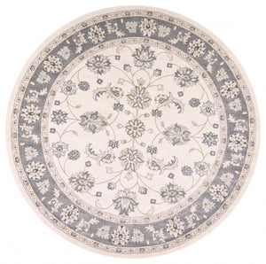 7'10" Round Polypropylene Ivory/Grey Area Rug