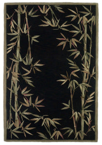 3'6" x 5'6" Wool Black Area Rug