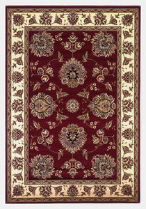 7'7" Round Polypropylene Red/Ivory Area Rug