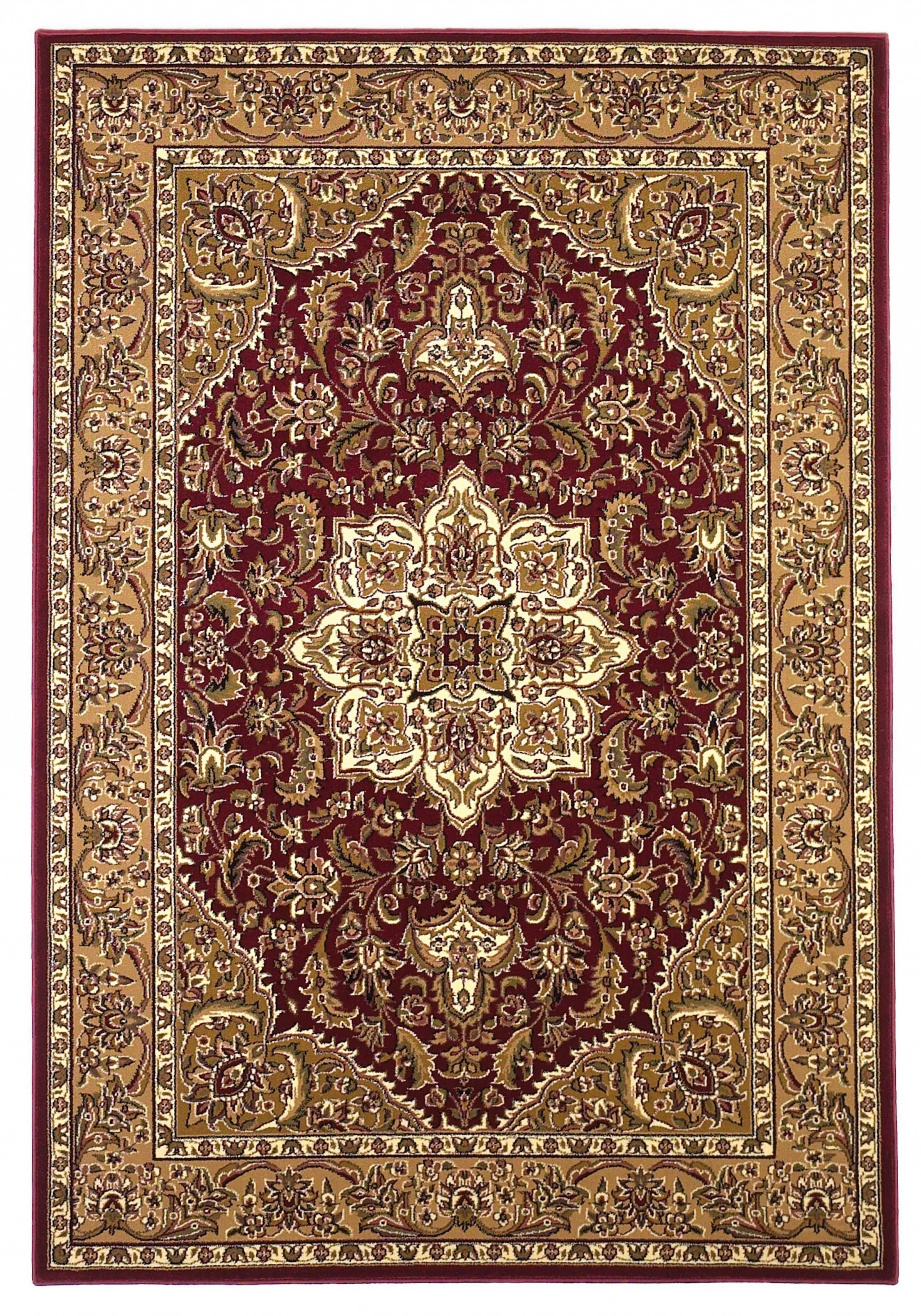 7'7" Round Polypropylene Red/Beige Area Rug