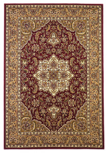 7'7" Round Polypropylene Red/Beige Area Rug