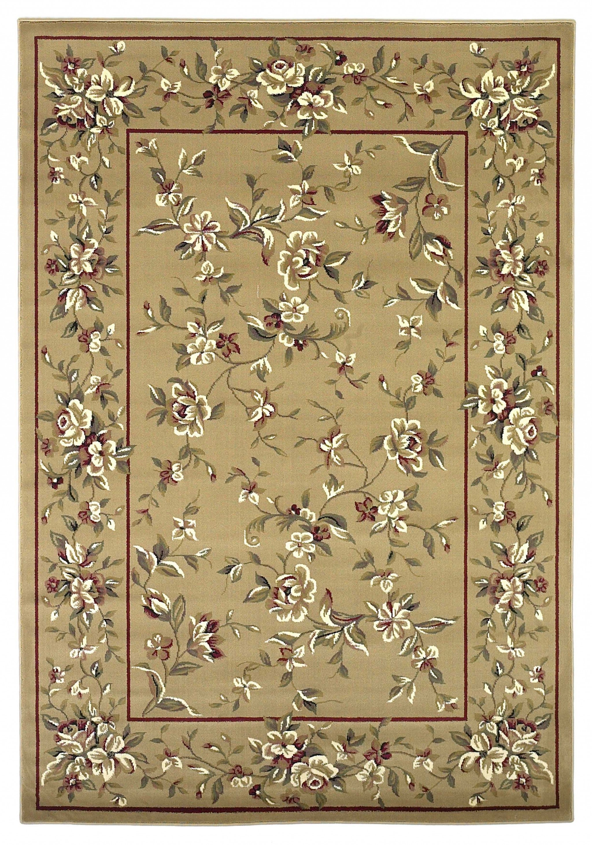 7'7" Round Polypropylene Beige Area Rug