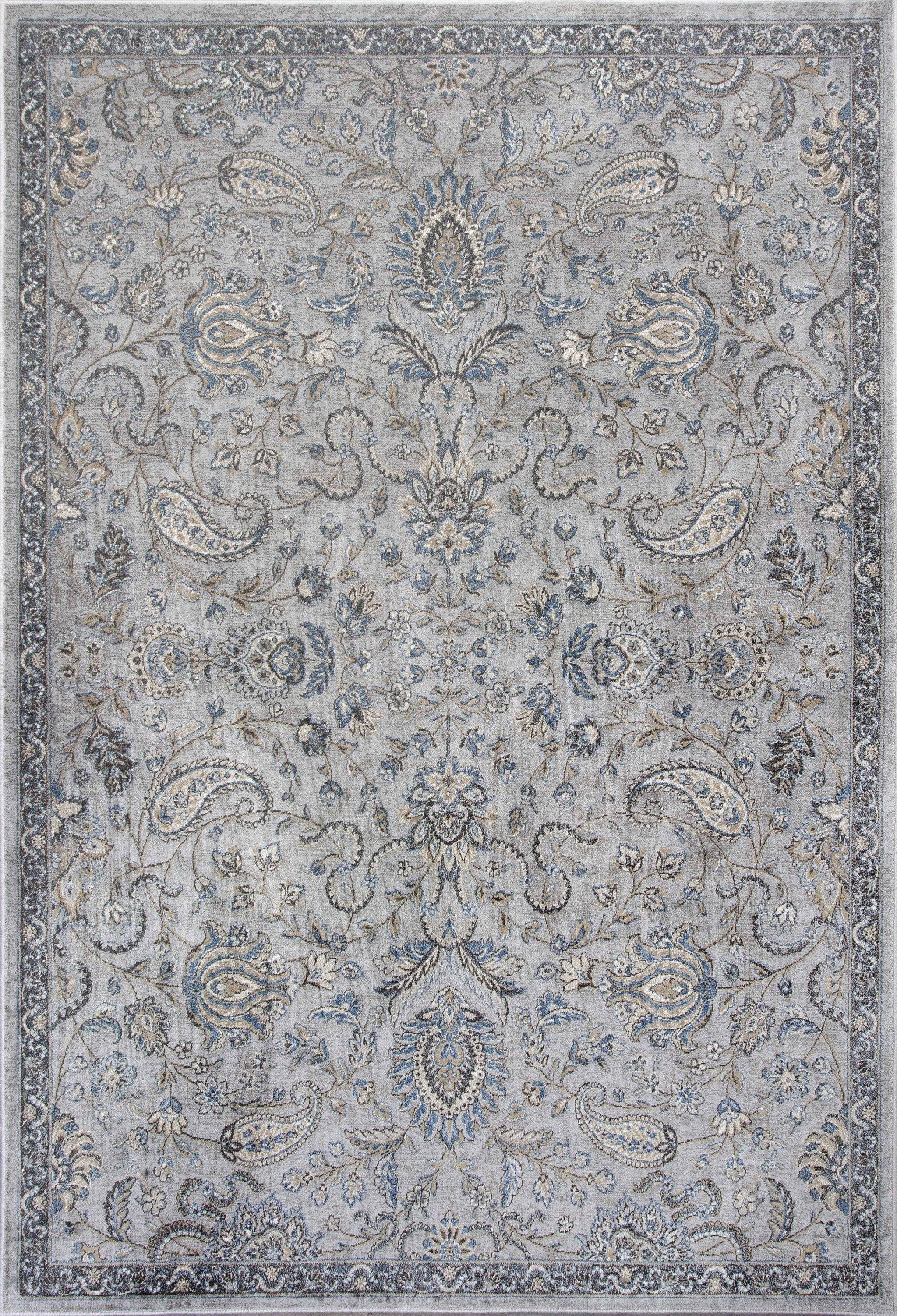 5'3" x 7'7" Viscose Silver/Blue Area Rug