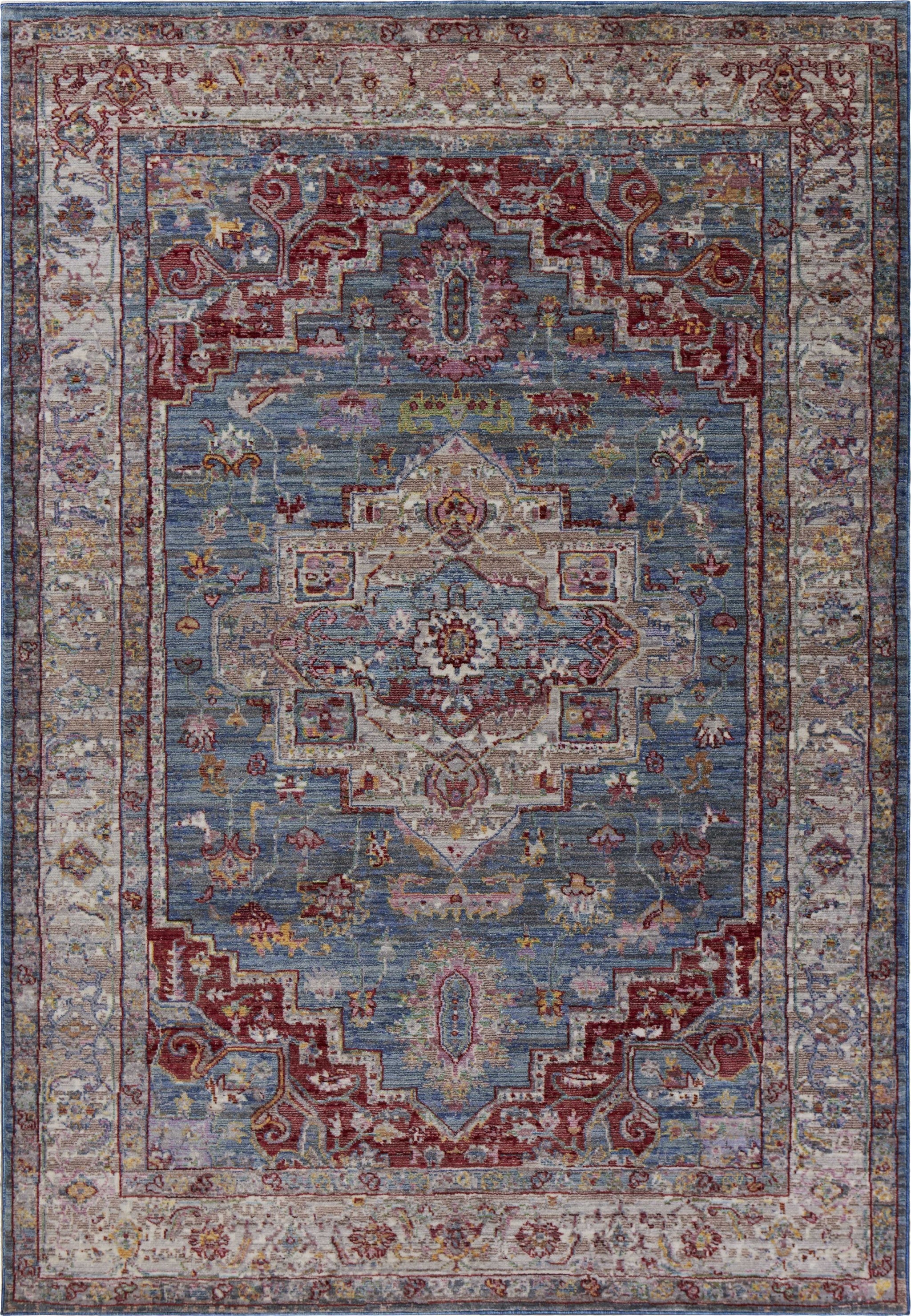 5'3" x 7'7" Polyester Blue/Grey Area Rug