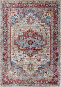 5'3" x 7'7" Polyester Grey/Red Area Rug